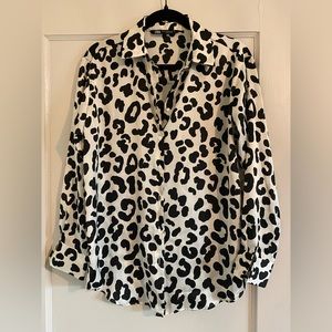 Zara Satin White Leopard Blouse